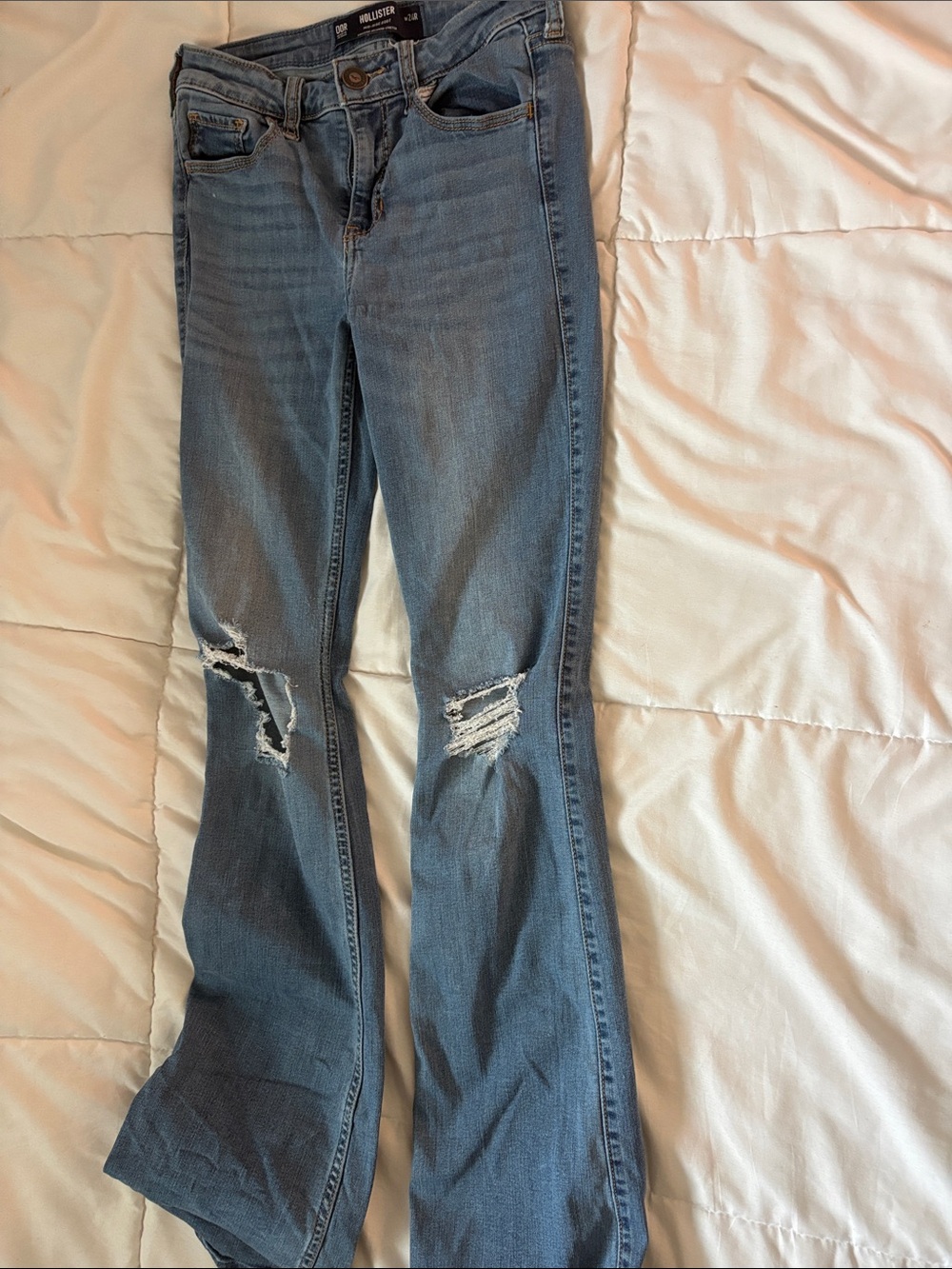 Hollister Light Blue Distressed Flare Jeans